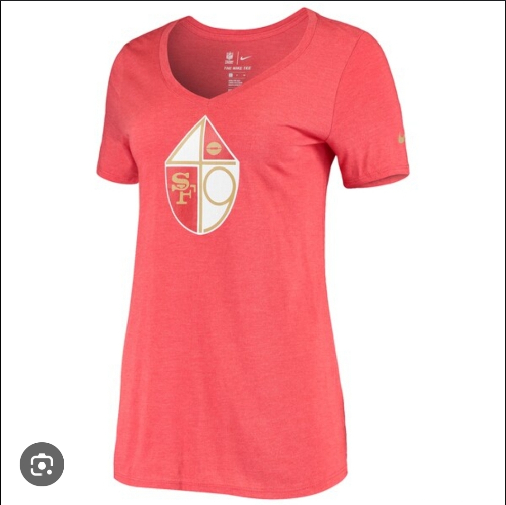 Nike San Francisco 49ers Women's Heathered Red V-Neck Tee